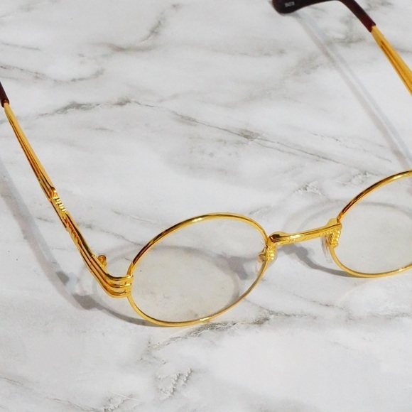 Clear Gold Round Sunglasses - Picture 7 of 7